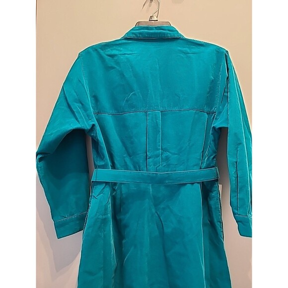 Vintage Corduroy Turquoise Button Down Shirt Dress Belted Sz 6 - Picture 10 of 11